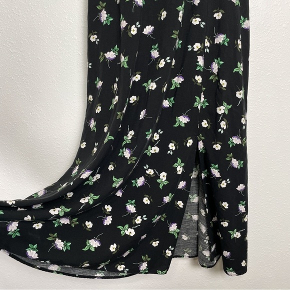 Loft summer Floral Ruffle Square Neck Midi Dress Sz. 10 with slit - Picture 11 of 16